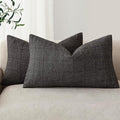 Foindtower Set of 2 Decorative Linen Check Throw Pillow Covers Neutral by Foindtower