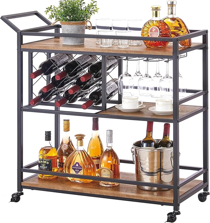 FATORRI Bar Cart for The Home, Rolling Wine Carts on Wheels by FATORRI