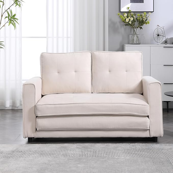 ERYE 3 Fold Tufted Upholstered Futon Sofa Bed Modern Convertible Foldable Floor by Unknown