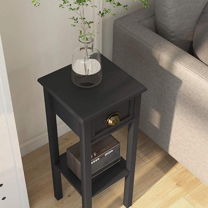 HOMCOM 2-Tier Side Table with Drawer, Narrow End Table with Bottom Shelf - Image 7