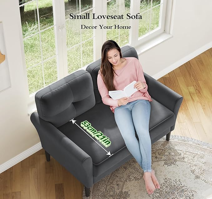 Small Sofa Couch, Soft Velvet Love Seat Couches, Small Couch - Image 8