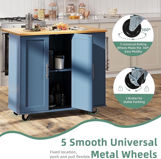 Shintenchi Rolling Kitchen Island Cart - Image 5