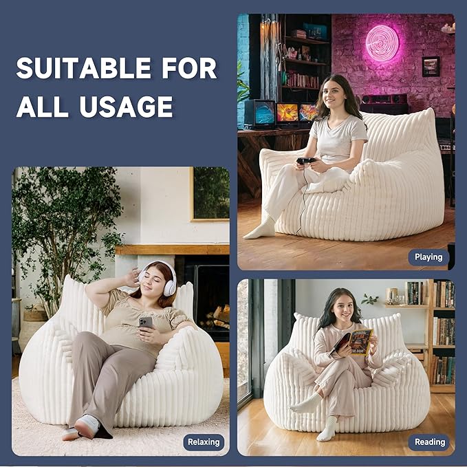 Oversized Bean Bag Chair for Adults, Giant Comfy Plush Boneless Bean Bag Couch - Image 5