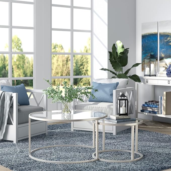 Watson Round Nested Coffee Table in Satin Nickel - Image 8
