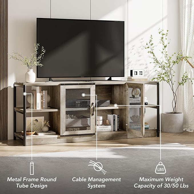 GarveeHome Farmhouse TV Stand for 65/75 Inch TVs, Entertainment Center - Image 3