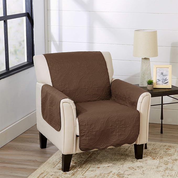 Great Bay Home Medallion Stitched Solid Furniture Protector Stain Resistant by GreatBayHome