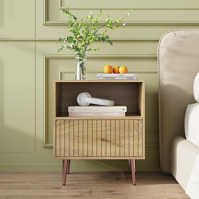 Wood Night Stand Set 2, Modern Bedside Table - Image 6