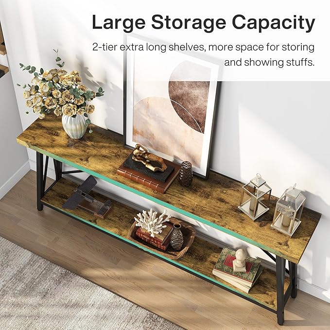 Tribesigns 70.9 Inches Extra Long Sofa Table Behind Couch, Industrial Entry - Image 6