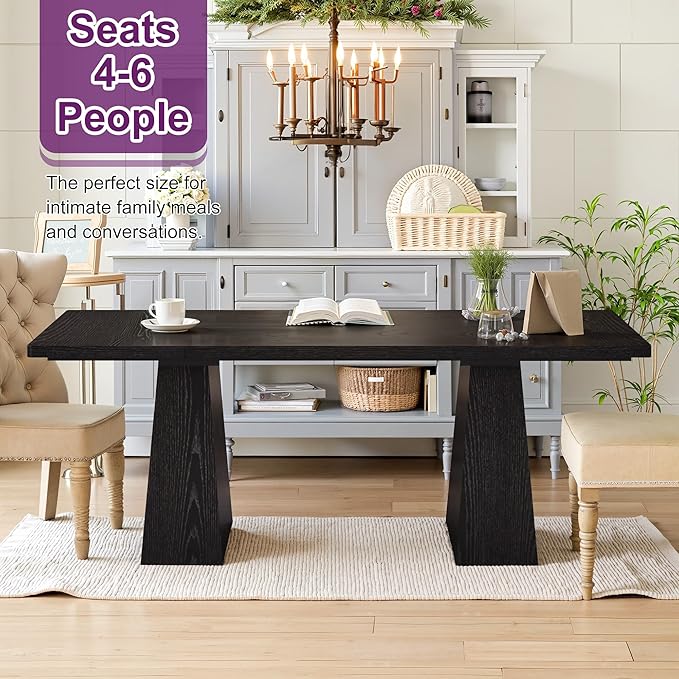 Round Dining Table for 4, Farmhouse Table for Dining Room, Living Room - Image 3