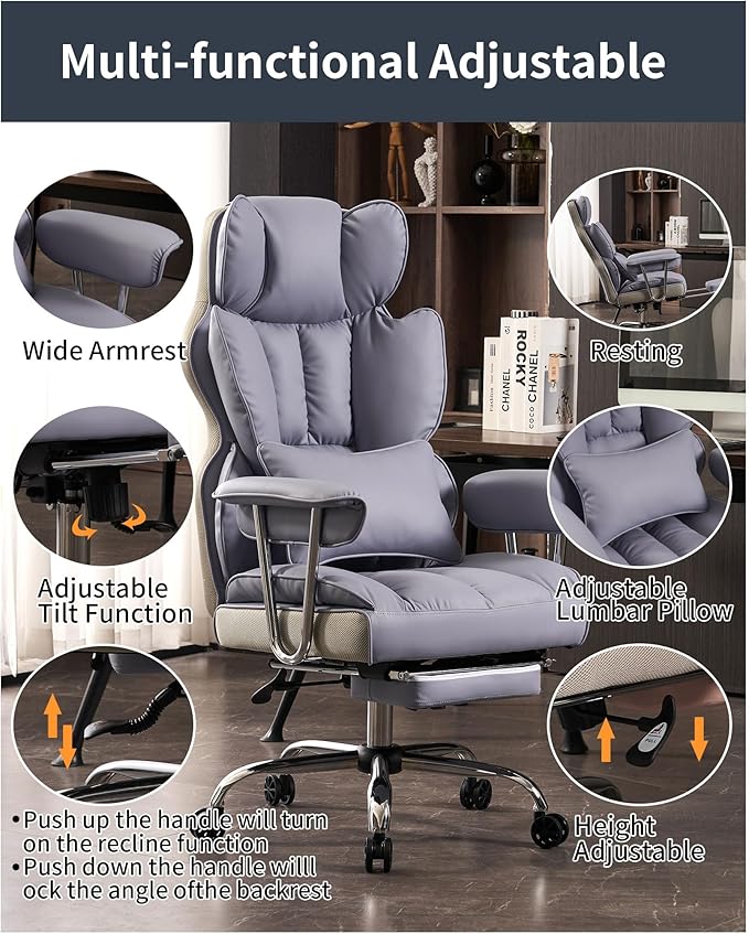 Efomao Big and Tall Office Chair 400LBS, Heavy Duty Executive Office Chair - Image 3