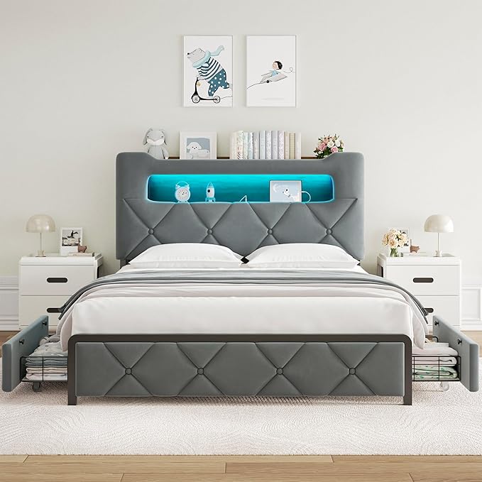 Full Upholstered LED Bed Frame - Image 7