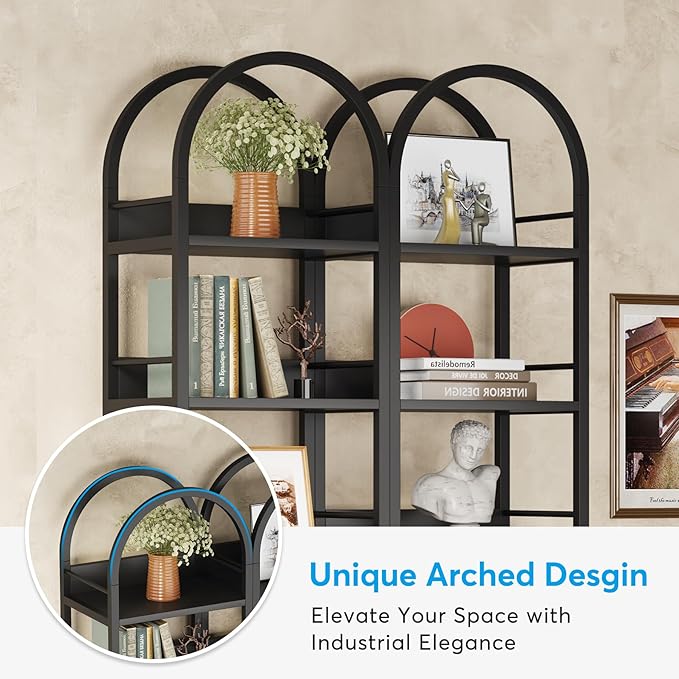 Tribesigns 6-Tier Open Bookshelf, 78.7" Tall Arched Bookcase Narrow Bookshelf - Image 6