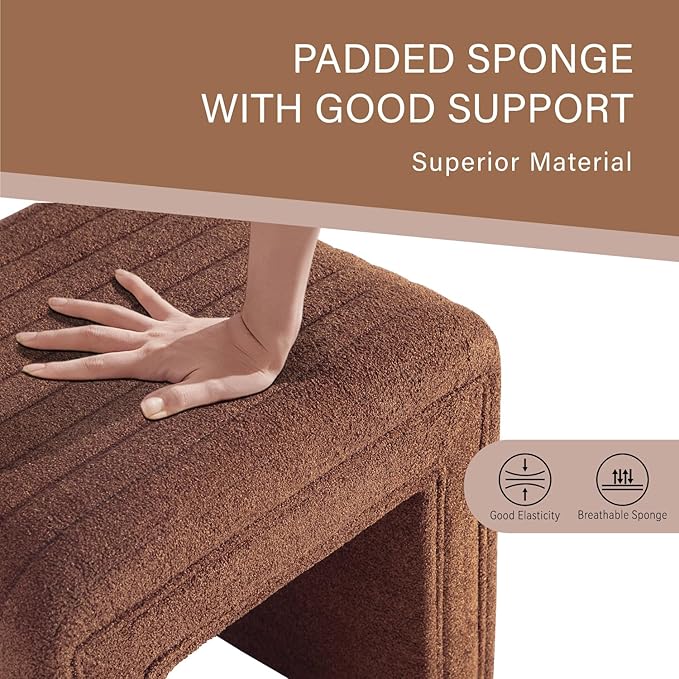 Get Set Style Vanity Stool Chair, Modern Wool Ottoman Foot Stool - Image 3