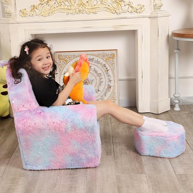 Kids Sofa with Ottoman, Shell-Like Sofa - Image 4