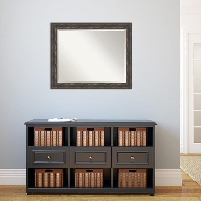 Amanti Art Brown Wall Mirror 27x33 Alta Rustic Char Rectangle Bathroom Mirror - Image 6