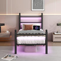 Twin Bed Frame with Headboard and Footboard, Steel Slats Support-LED Bed Frame by CLIBFENG