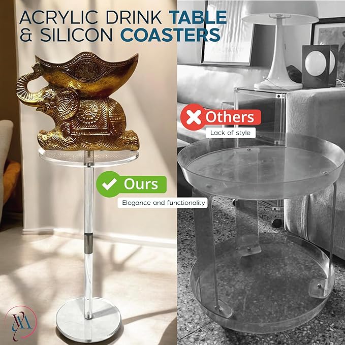 Clear Acrylic End Table – 10" W x 21.3" H Small Drink Stand – Modern Side Table - Image 6