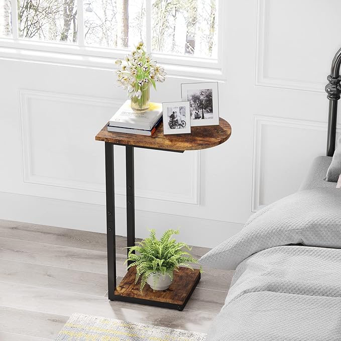 Hosfais Side Table Small End Table, C-Shaped Wood Sofa Table - Image 7