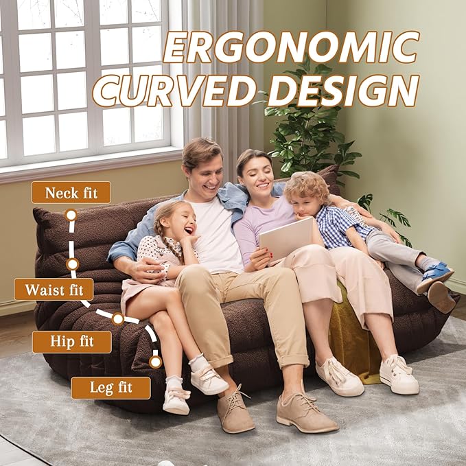 Bean Bag Chairs for Adults, BeanBag Reading Chair Memory Foam Couch 3-Seater - Image 6