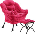 Lazy Chair with Folding Ottoman, Accent Chair Plush Upholstered with Metal by Youtanic