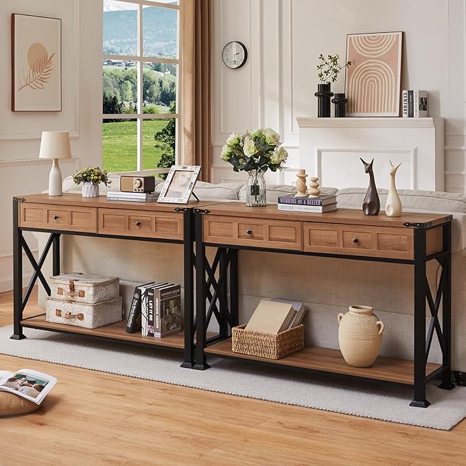 HOMBAZAAR Entryway Table, Rustic Console Table - Image 3