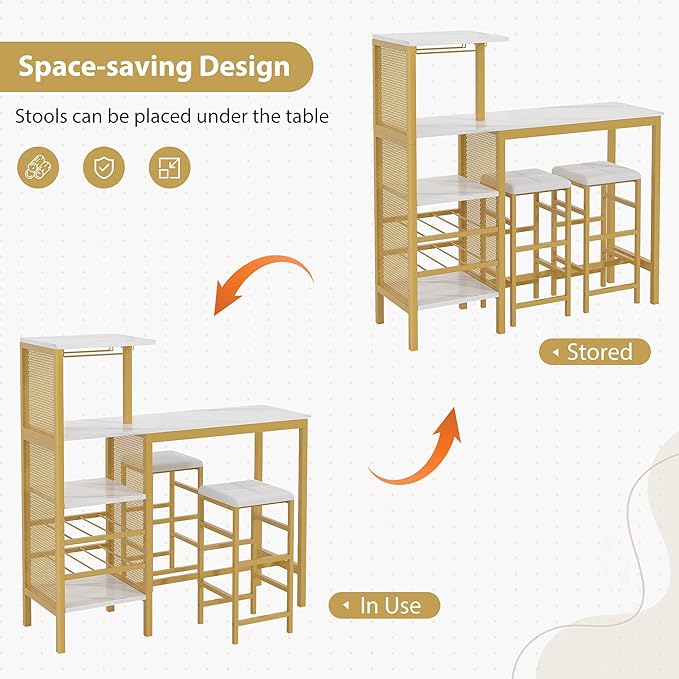 VECELO Bar Table and Chairs Set - Image 8