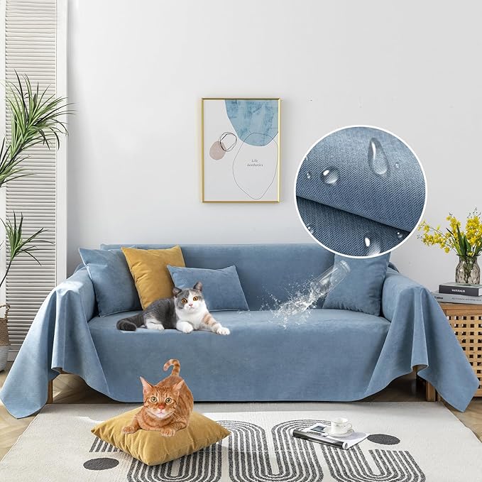 STACYPIK Blue Waterproof Sofa Cover, Anti-Slip Couch Covers by STACYPIK