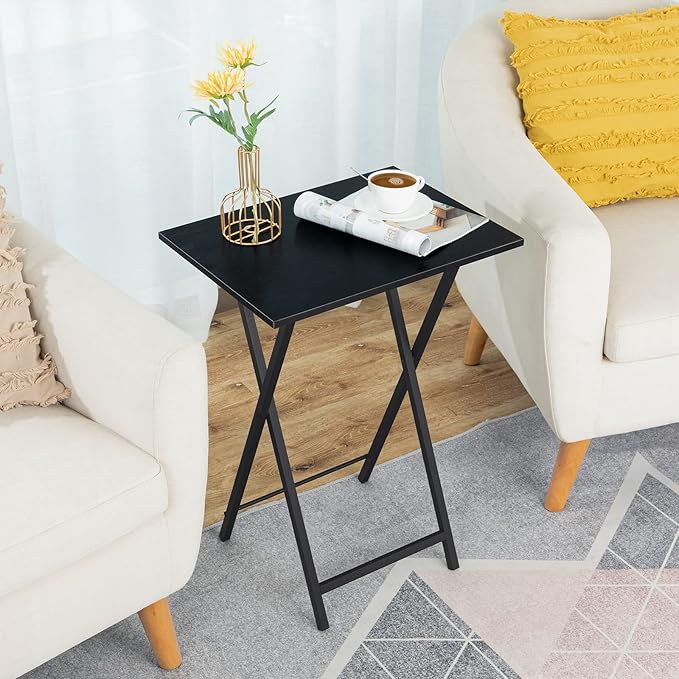 HOOBRO Folding TV Tray Tables, Industrial Side Table - Image 2