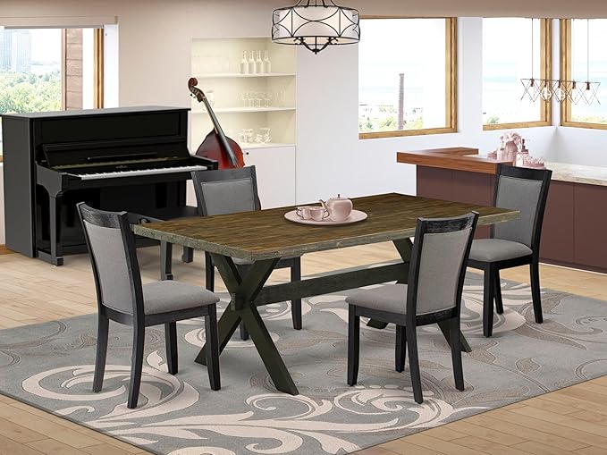 East West Furniture X677MZ650-5 5 Piece Dining Room Set Includes a Rectangle - Image 2