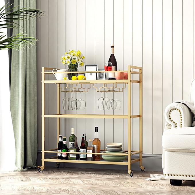 Glass Gold Bar Carts for Home - Image 6