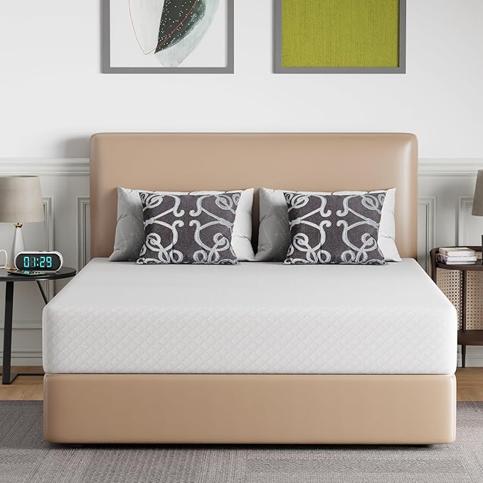 FDW | 10 Inch Queen Mattress | Medium Firm | Gel Memory Foam Mattress | White | by FDW