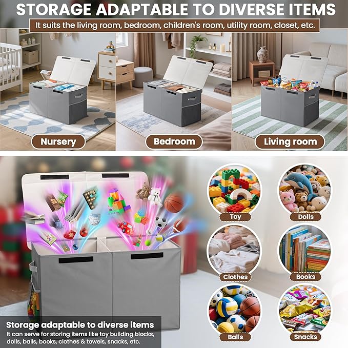 80L Large Toy Storage Box with Lid, Large Toy Box Chest - Image 5