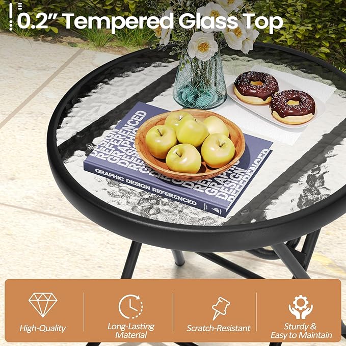 Foldable Patio Side Table Set of 2 - Image 5