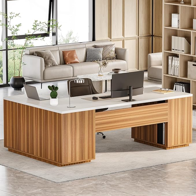 LITTLE TREE 87-Inch Modern Executive Desk by LITTLETREE
