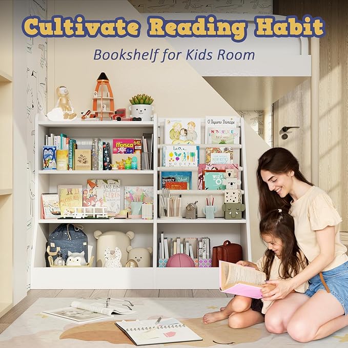 39" Large Kids Wooden Bookshelf and Toy Storage Organizer, Baby Bookcase - Image 4
