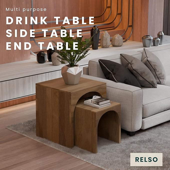 Relso Arch Duo Solid Mango Wood Nesting Tables - Image 4