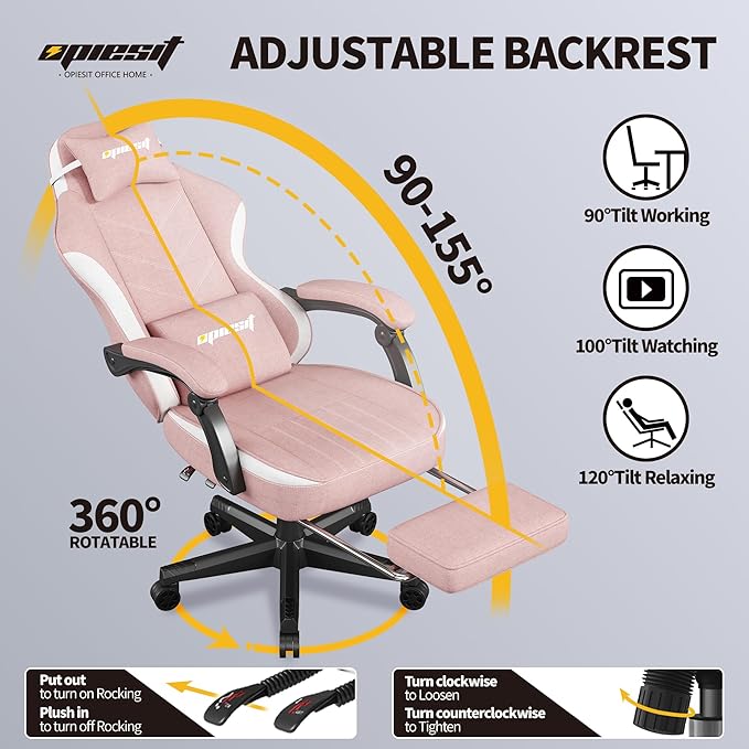 Gaming Chair, Fabric Computer Chair - Image 4