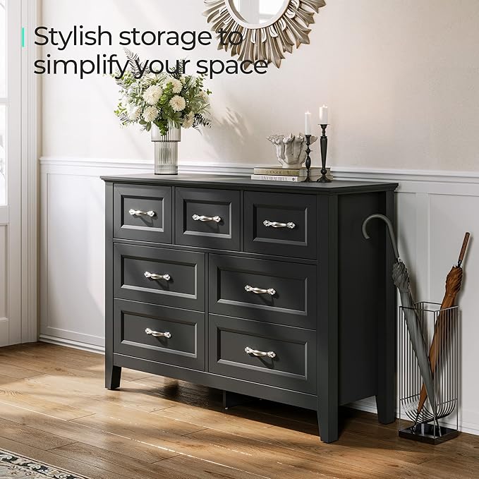 LINSY HOME Black Dresser for Bedroom, Long Dresser - Image 6