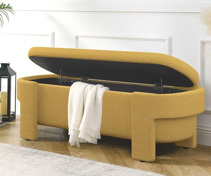 KEIKI 51" Linen Ottoman Bench by Unknown