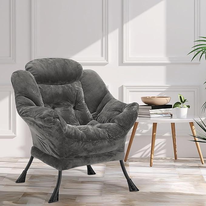Fabric Lazy Chair for Adults, Oversized Upholstered Sofa Chair, Plush Comfy - Image 2