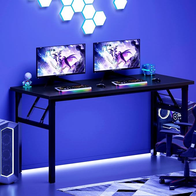 DlandHome Computer Desk 62 inches Office Desk Computer Table Study Writing Desk - Image 8
