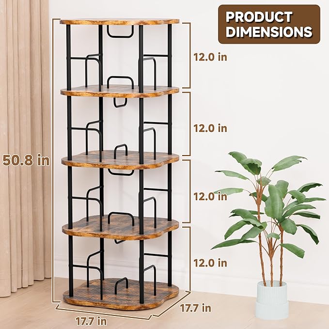 4-Tier Rotating Book Shelf, 360° Display Spinning Bookshelf Tower, Book - Image 3