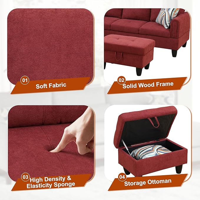 Osparple L Shaped Couch Sectional Couches - Image 5