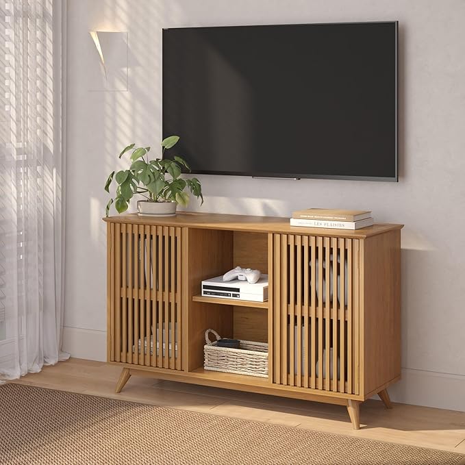 Plank+Beam Mid-Century Modern Wood TV Stand, Solid Wood Entertainment Console - Image 9