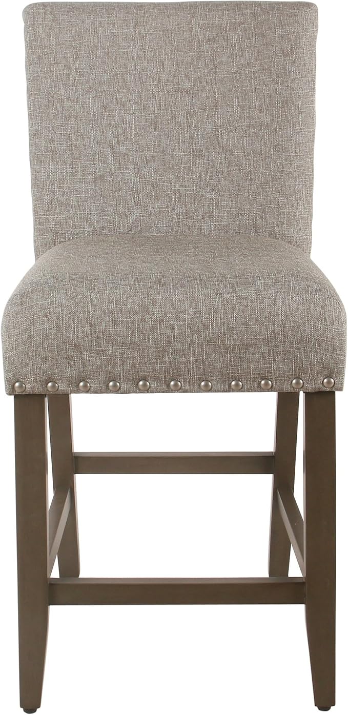 Homepop Home Decor | Backless Nailhead Trim Counter Height Bar Stools | 24 Inch - Image 6