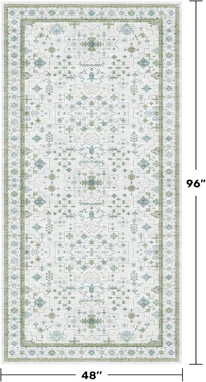 Blue and Green Washable Rugs for Living Room - Image 2