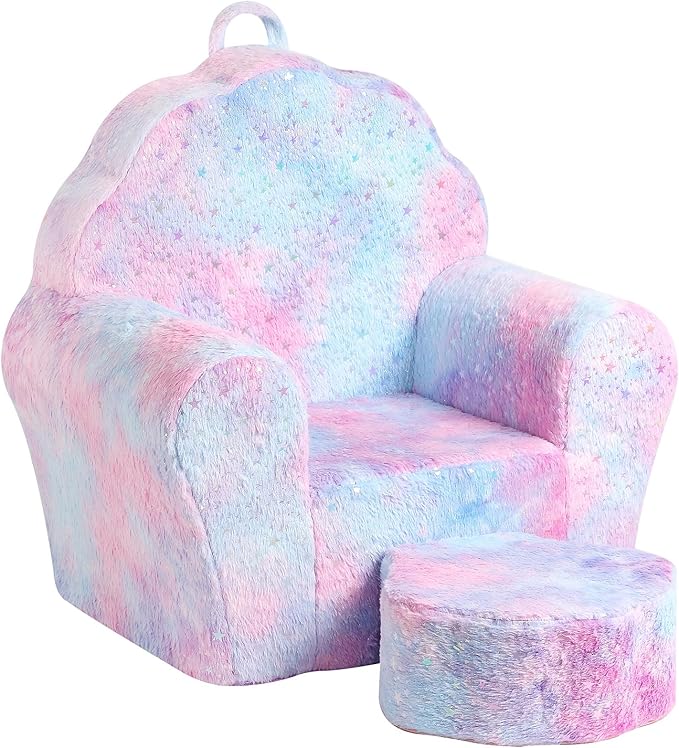 Kids Sofa with Ottoman, Shell-Like Sofa by MOMCAYWEX