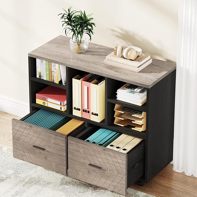 Tribesigns 2-Drawer Wood File Cabinet, Mobile Lateral Filing Cabinet by Tribesigns