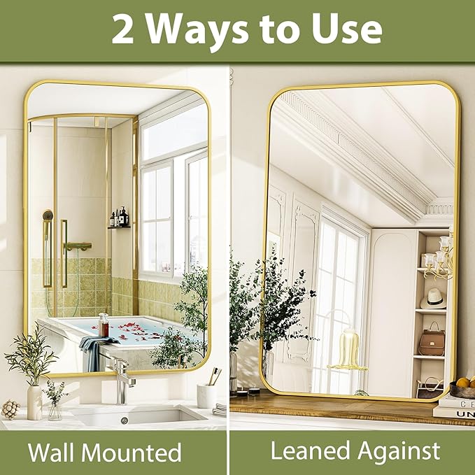 20 x 28 Inch Bathroom Mirror, Rounded Rectangular Vanity Mirror - Image 5
