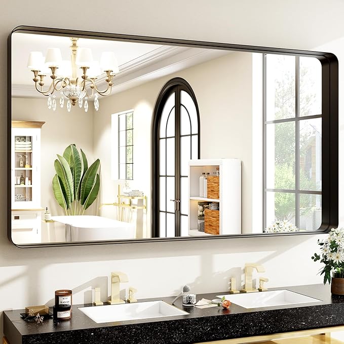 48"x30" Black Bathroom Mirror by EASLY